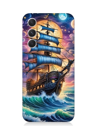 Samsung Galaxy A24 Uyumlu Denizde Direkli Ahşap Gemi Desenli Silikon Kılıf