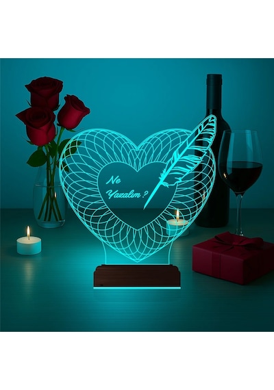 Luvivia Kalp Sevgiliye Hediye Kişiye Özel 3d Lamba - Masa Gece Lambası V22