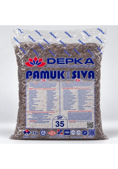 Depka Pamuk Sıva Dp35 2 Kg 7-8 M² İpek Sıva Alternatifi Isı Ve Ses Yalıtımlı Dekoratif Sıva