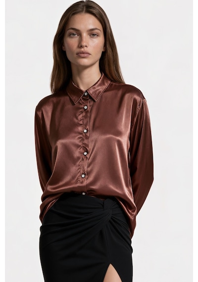 Hiccup Msn Kadın Polyester Likralı Tişört Kahverengi