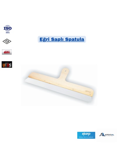 Skarp Eğri Saplı Spatula 40 Cm Paslanmaz Çelik Macun Sıva Derz Düzeltme Temizlik Ispatulası
