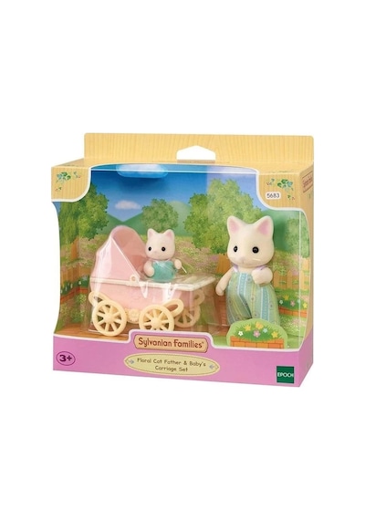 5683 Sylvanian Families Çiçekli Kedi Baba Ve Bebek Arabası Seti +3 Yaş