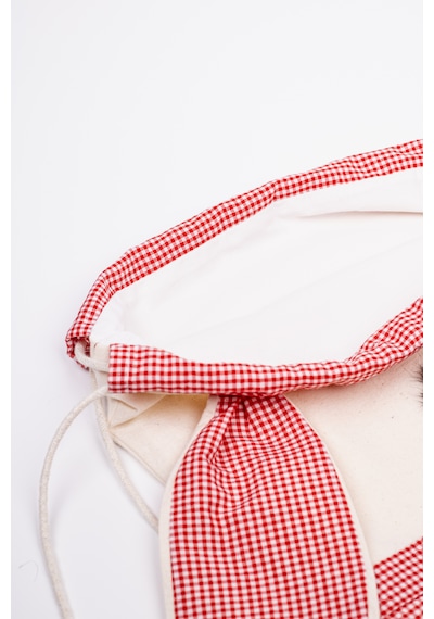 Fabric Craft Bag Çocuk Sırt Çantası Kırmızı Köpek Figürlü Krem - Kırmızı