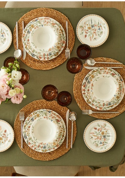 Bella Maison Flores Porselen 24 Parça 6 Kişilik Yemek Takımı Çok Renkli
