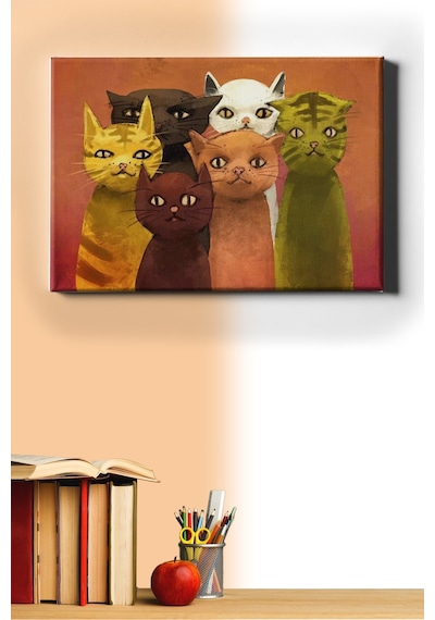 Webstyle Sayılarla Boyama Seti Kasnaklı Poz Veren Kediler 50 X 65 Cm