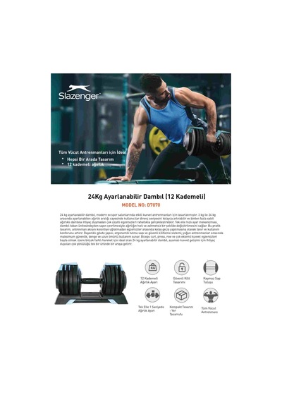 Slazenger D7070 24 Kg Ayarlanabilir Dambıl - Tekli