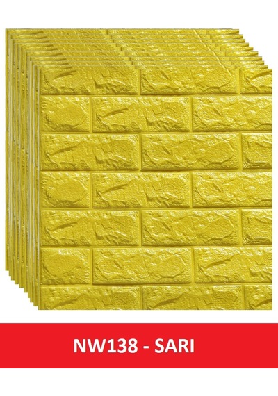 Kendinden Yapışkanlı 3D  70x77 Cm 10 Adet Sarı Duvar Kağıdı Paneli