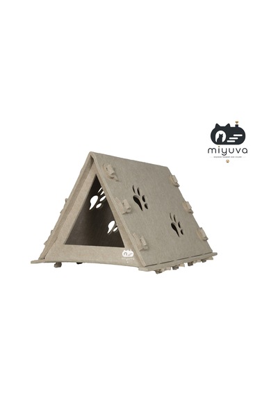 Miyuva Keçe Kedi Evi Demonte Yıkanabilir Taşınabilir Kedi Kulübesi İskandinav Bej