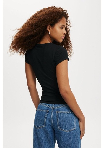 Siyah Bisiklet Yaka Basic Kadın T-shirt Mg2479 Siyah