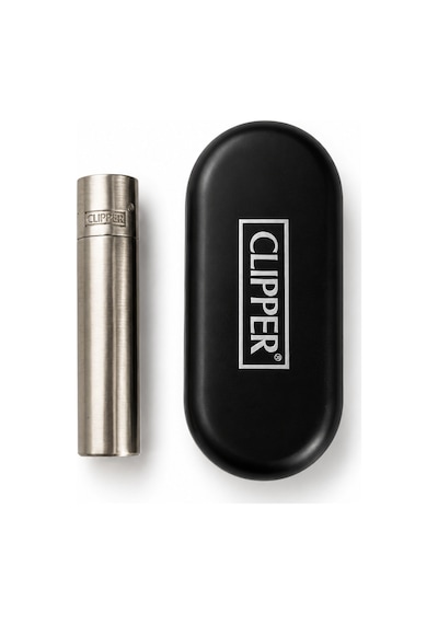 Clipper Desenli Metal Gaz Dolumlu Çakmak Özel Kutulu Premium Model Gri