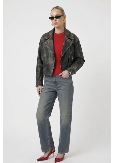 Neden Tekstil Kadın Taşlı Fitilli Halter Yaka Crop Bluz - Kırmızı