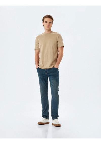 Koton Normal Bel Pamuklu Cepli Slim Fit Jean Pantolon - Brad Jean Petrol 5sam40026nd Petrol