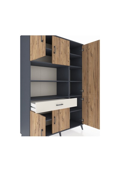 Hyperion Dolap 10 Raflı Tek Çekmeceli 6 Kapaklı 132x44x195 Antrasit-çam/aytaşı Atlas Çam/aytası Hyperion Dolap 10 Raflı Tek Çekmeceli 6 Kapaklı 132x44x195 Antrasit-çam/aytaşı Atlas Çam/aytası