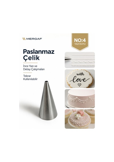 Krema Duyu Ve Pasta Süsleme Ucu, Doğum Günü Pasta Yazı Yazma Duyu 2 Adet Şanti Torbası No: 4