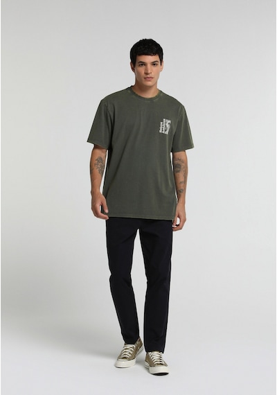 Colin's Colins Relaxed Fit Yuvarlak Yaka Düz Erkek Yeşil Kısa Kol Tişört Cl1080491 Q1.v2 Kha Haki