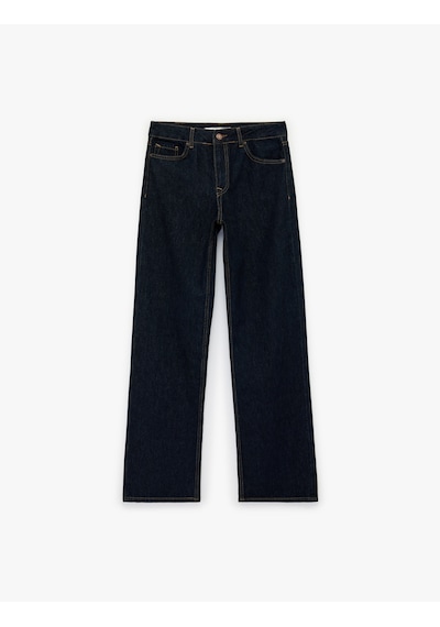 Koton Normal Bel Cepli Düğmeli Düz Paça Pamuklu Denim Pantolon - Straight Fit Jean Koyu İndigo 6sal40095md İndigo Koton Normal Bel Cepli Düğmeli Düz Paça Pamuklu Denim Pantolon - Straight Fit Jean Koyu İndigo 6sal40095md İndigo