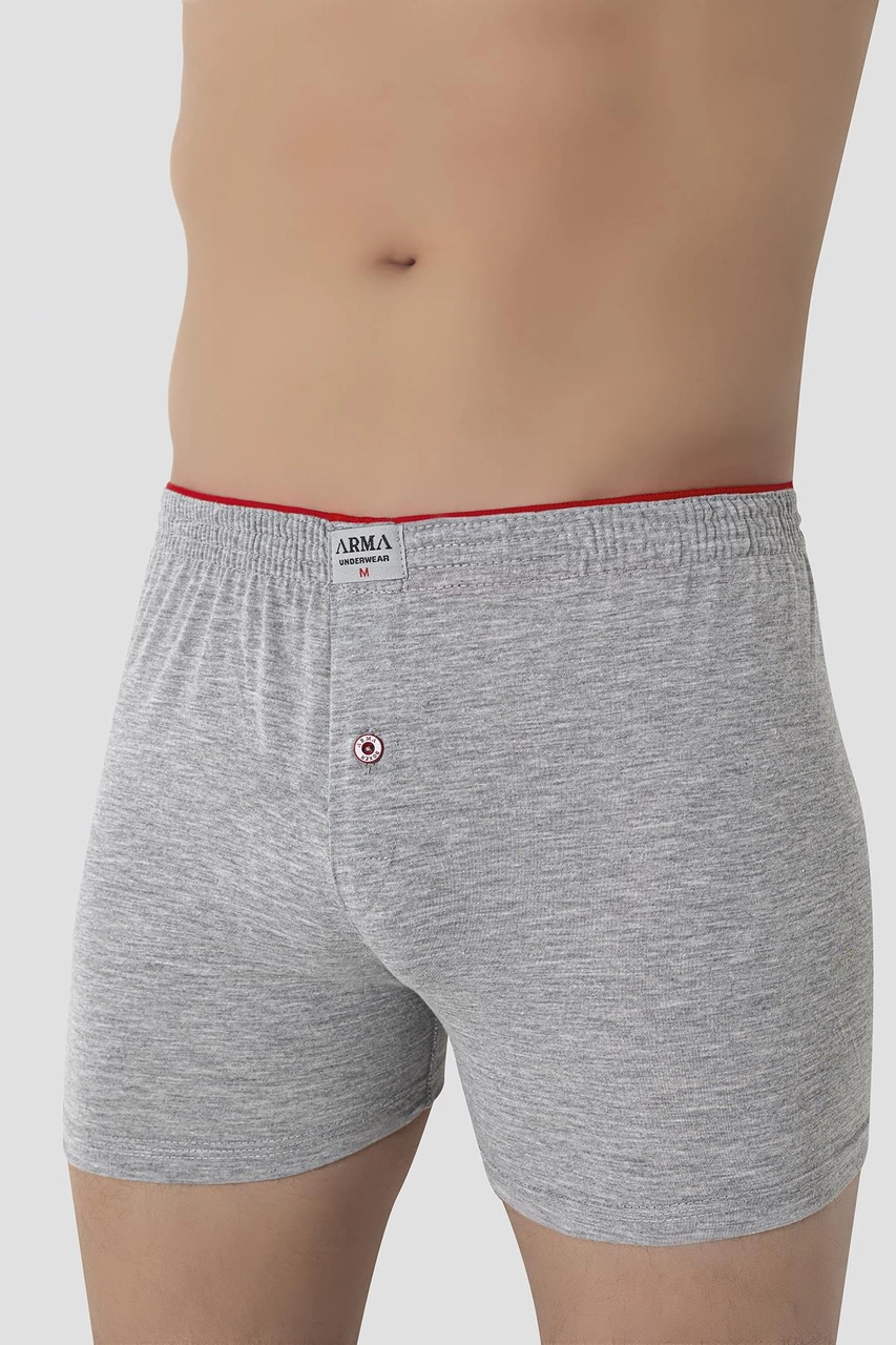 Arma Yıldız 6'lı Paket Gri Erkek Penye Havlu Bel Boxer %100 Pamuk Gri