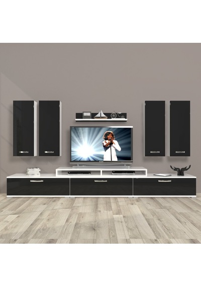 Decoraktiv Ekoflex 8d Slm Tv Ünitesi Tv Sehpası Beyaz - Siyah