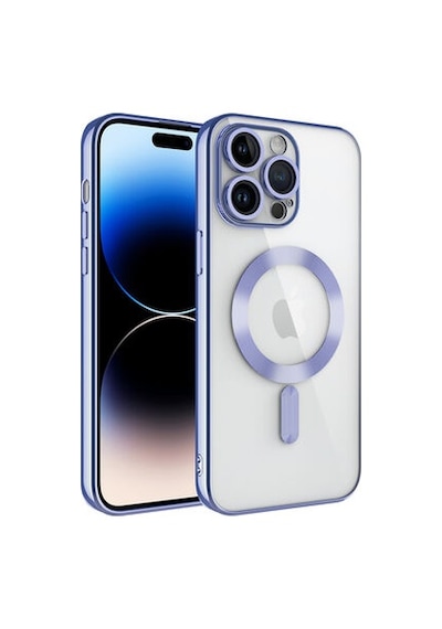 Apple Uyumlu iPhone 14 Pro Kılıf Kamera Korumalı Ve Magsafe Halkalı Shiny Premium Parlak Silikon Kapak Lila