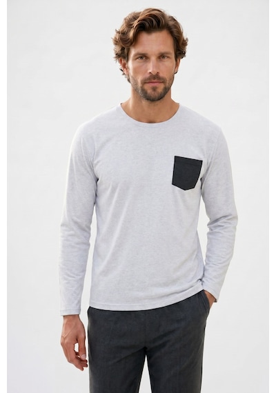 Tudors Erkek Standart Fit Rahat Kesim Uzun Kollu Pamuklu Gri Siyah Pijama Takımı-51178