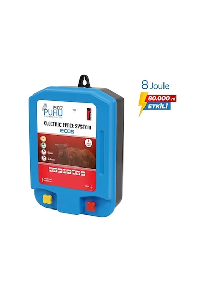Puhu Ecos Eko Güneş Enerjili Elektrikli Çit Cihazı 8 Joule 60w Panel + 12v/42ah Jel Akü