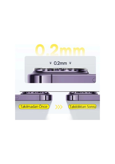 Uluvora İphone 15 Pro/15 Pro Max İçin Crystal Serisi Hd Cam Kamera Koruyucu 2 Adet Set- 577 - Hs08378486-6 Şeffaf 2