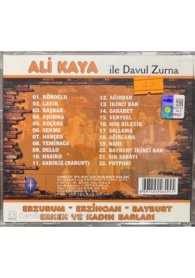 Plak Değildir Cd Dir Cd Ali Kaya İle Davul Zurna Cd