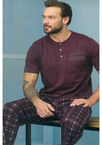 Aydoğan Erkek Süprem Kısa Kol Pijama Takımı Bordo