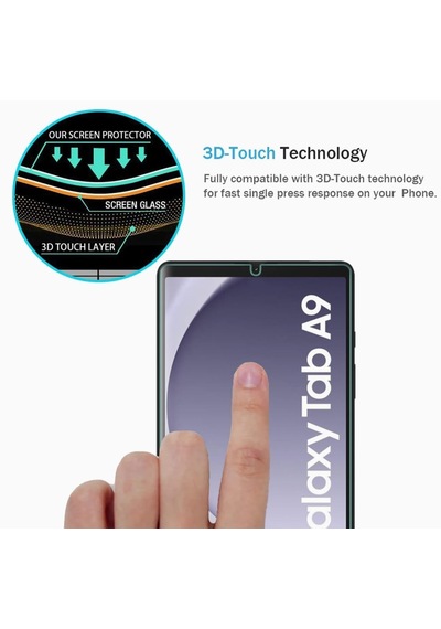 Samsung Galaxy Uyumlu Tab A9 8.7 İnç Ekran Koruyucu Şeffaf Cam Temperli