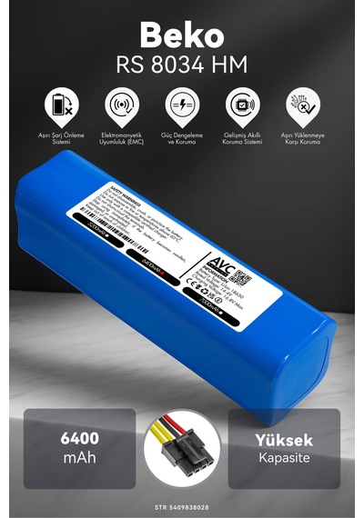 Beko Uyumlu Rs 8034 Hm 6400mah Robot Süpürge Bataryası G.g