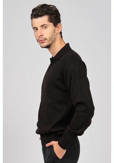 Pave Erkek Polo Yaka Yün Kazak 4358104 Siyah Siyah