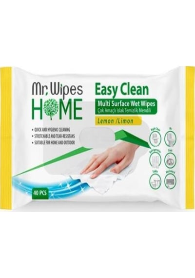 Mr. Wipes Çok Amaçlı Yüzey Temizleme Mendili Limon - 40 Yaprak Beyaz