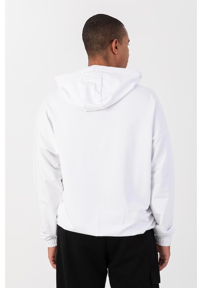 Maraton Sportswear Oversize Erkek Kapşonlu Düşük Kol Basic Beyaz Sweatshirt 22465-beyaz