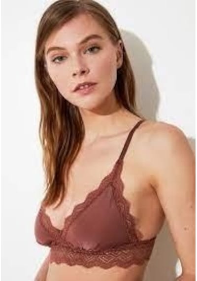Deep Secret Kahverengi Dekoltesi Dantel Detaylı Micro Bralet Ds200475br 001