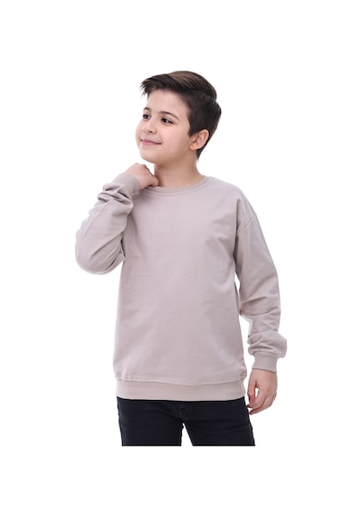 Zuzunga Basic Düz Renk Vizonfırçalı Yumuşak Pamuk Sweatshirt Vizon
