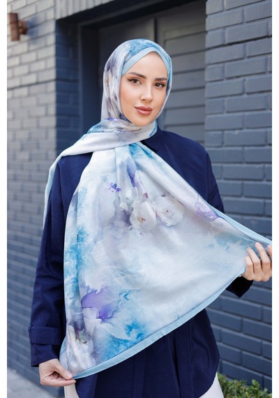 Mimiyum Simple Roses Soft Şal Turkuaz