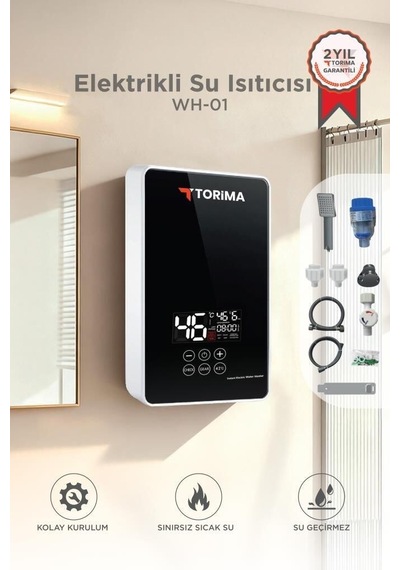 Premium Duş Şofbeni Dijital Cihaz Banyo Eşyası Şofben Elektrikli Su Isıtıcı 7000w Wh01