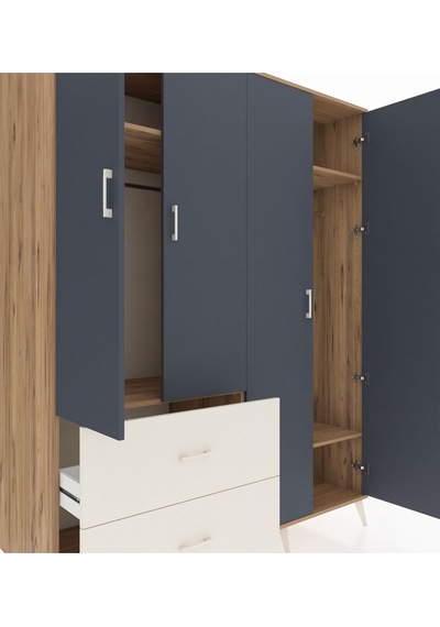 Kronos Gardrop 4 Raflı 2 Çekmeceli 2 Askılı 176x59x221 Çam-antrasit/aytaşı Beyaz Kronos Gardrop 4 Raflı 2 Çekmeceli 2 Askılı 176x59x221 Çam-antrasit/aytaşı Beyaz