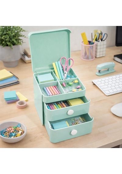 Ark Code 3000 Sweet Storage Yeşil Çekmeceli Masaüstü Kırtasiye, Makyaj Ve Ev Organizer Yeşil