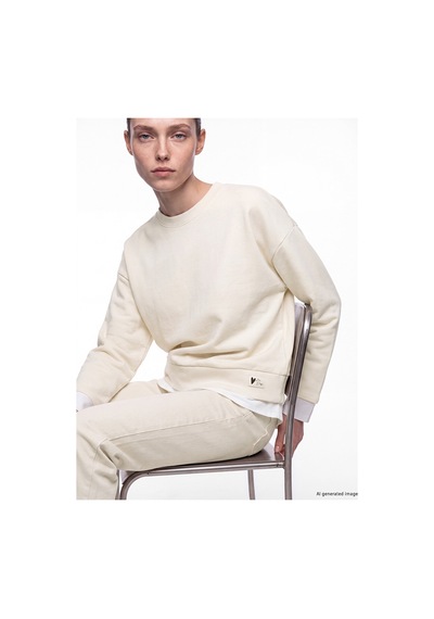 Lcw Comfort Bej Bisiklet Yaka Oversize Kadın Sweatshirt