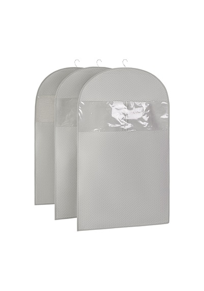 Ocean Home Textile 3'lü Gri Balıksırtı Elbise Kılıfı Set