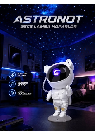 Ers Projeksiyon Astronot Lamba Speaker Sevimli Astronot Bluetooth Hoparlör Yeni Nesil