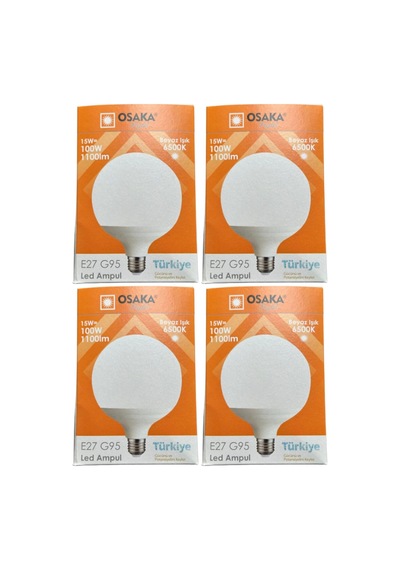 15w 100w 6500k Beyaz Işık E27 G95 Led Ampul, 4 Adet Diğer