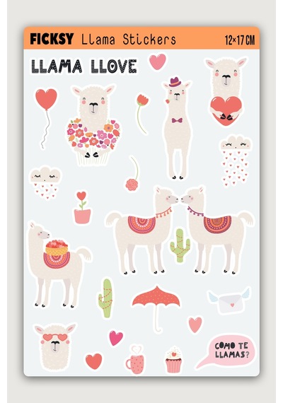 Sevimli Lama Sticker Seti - 23 Adet Etiket Çıkartma Diğer