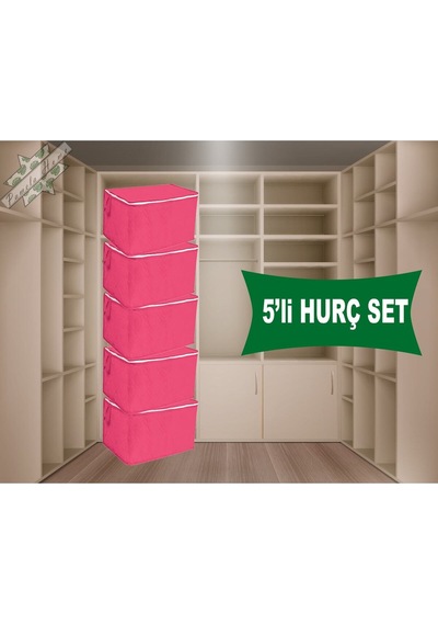Kazak Hurcu 5li Set Tela Dayanıklı Malzeme Çok Amaçlı Hurc 55x35x35 Tela Pembe Diğer