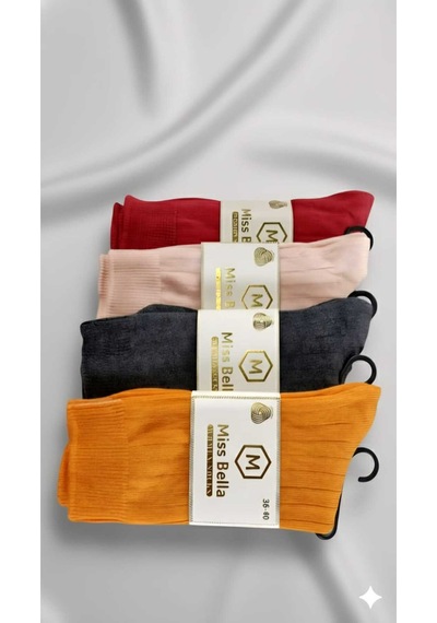 Lambswool - Penye Karışım Kadın Çorabı 36-40 Numara Asorti 4'lü Set Set 1