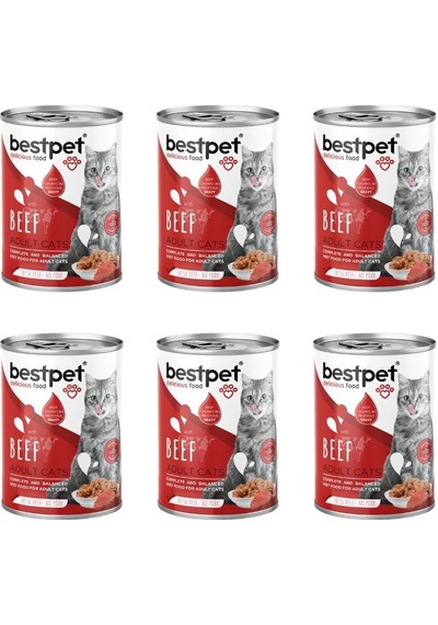 Bestpet Biftekli Parça Etli Yetişkin Kedi Konservesi 400 Gr 6'lı Paket