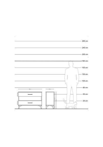 Arges Şifonyer Tek Raflı 2 Çekmeceli 88x30x64 Çam-antrasit Atlas Çam