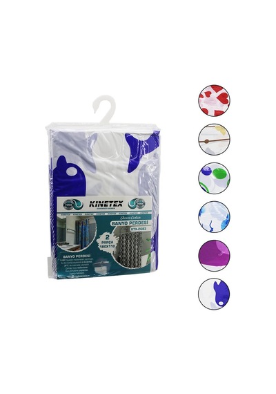 Kinetex Ktx-2683 Çift Kanat Polyester Banyo Perdesi 180x110cm 12 Halkalı Diğer