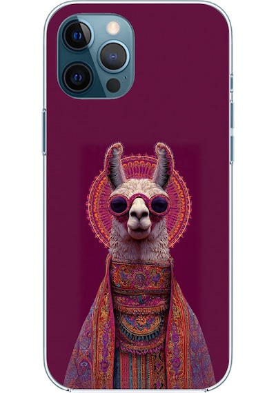 İphone 12 Pro Max Uyumlu Kozmik Lama Baskılı Silikon Kılıf Renkli